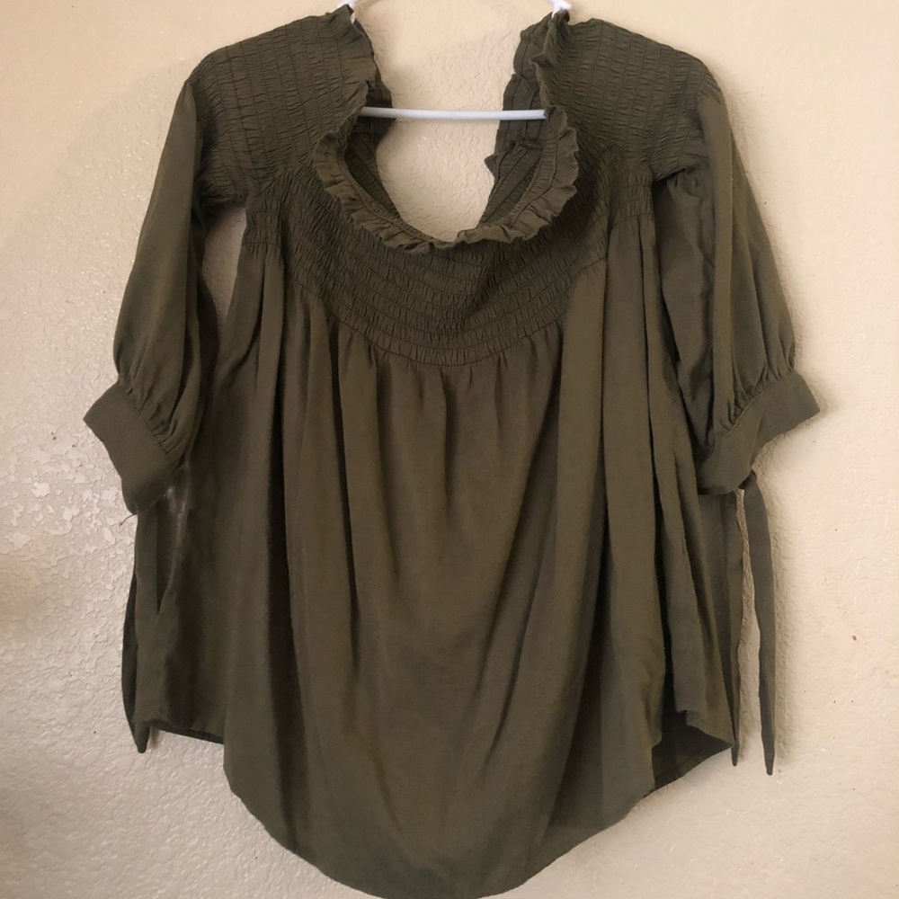 Fashion Nova 2X Olive Green Off the Shoulder Top